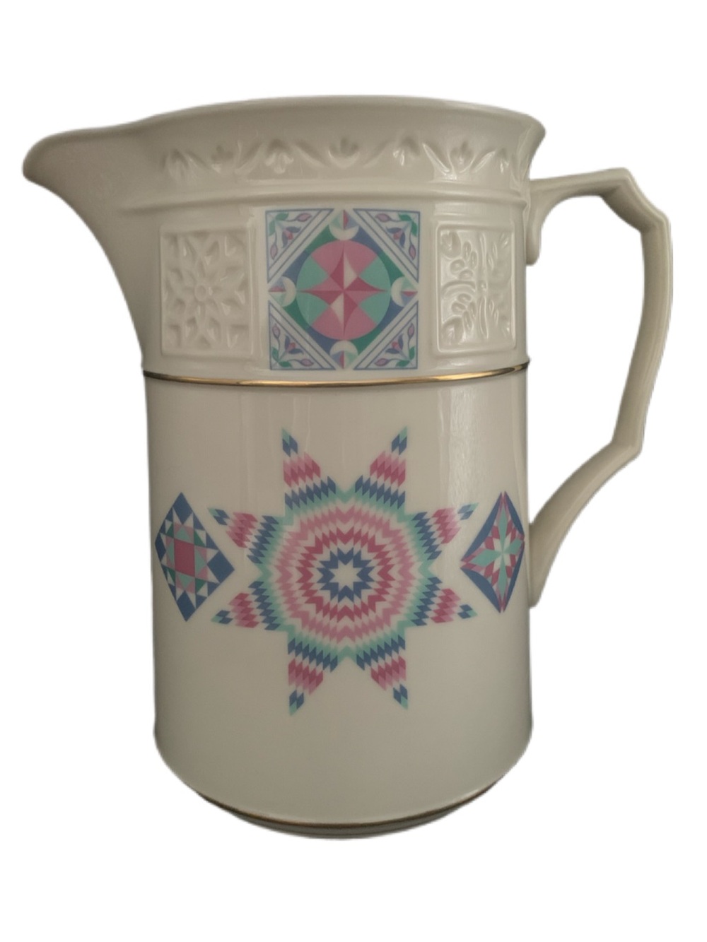 Vintage Lenox 1989 The Album Quilt Pitcher Fine Ivory China Classic Style
